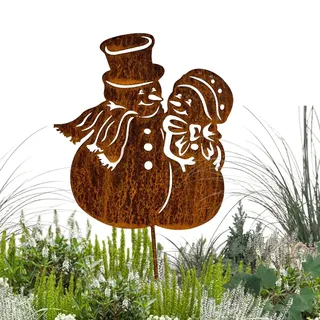 Terma Stahldesign Rost Weihnachts Schneemann Made in Germany Gartenstecker Outdoor rost deko Weihnachten stecker winterdeko draußen blumenstecker Winter deko