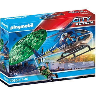 PLAYMOBIL City Action 70569 Polizei-Hubschrauber: Fallschirm-Verfolgung, Für Kinder von 4-10 Jahre