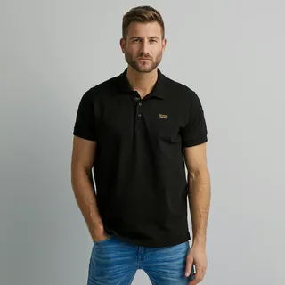 Poloshirt PME LEGEND, Herren, Gr. 3XL (64/66), schwarz, Web, Obermaterial: 95% Baumwolle, 5% Elasthan, normal hüftbedeckend, Rundhals, Shirts, mit Logostickerei