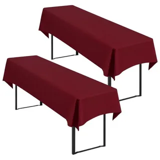 LuxusKollektion Tischdecke Biertisch-Tischdecke 2er-Set Burgund 250x100cm (2-tlg) rot