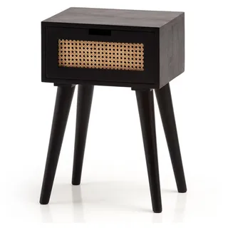 moebelfaktor Nachttisch Solvik, Mango Massivholz, Breite 40 cm, Nachtkonsole, Landhaus schwarz