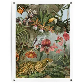 Poster REINDERS "Dschungelblumen", grün (farbe bild(er): grün), B:60cm H:80cm T:0,1cm, Leinwand, Bilder, Poster, Outdoor für Garten oder Balkon