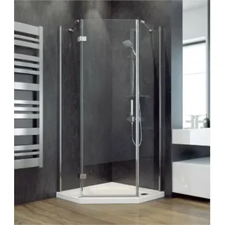 Set Duschkabine Dusche + Duschwanne Fünfeck 90x90x195 cm Klarglas Tür LINKS VI