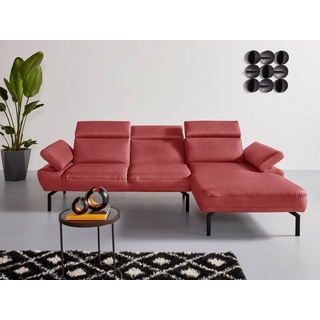 Places of Style Ecksofa Trapino Luxus L-Form, wahlweise mit Rückenverstellung, Luxus-Microfaser in Lederoptik rot
