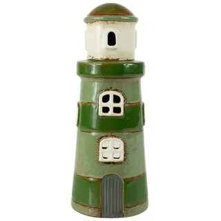 Det Gamle Apotek Keramikhaus Teelicht Lichthaus Leuchttum, 18 cm, Ø 7 cm, grün