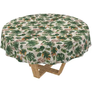 ANRO Tischdecke abwaschbar Dschungel Ø 120 cm Grün