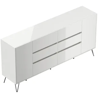 Posseik Sideboard 200 x 93,6 x 42 cm Weiß Hochglanz