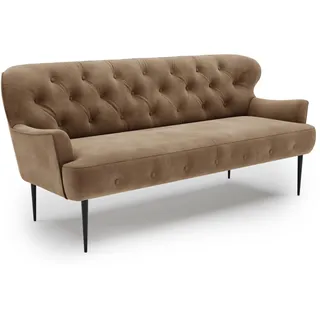 CAVADORE 3-Sitzer Küchensofa Amba, Trendige Sitzbank für Küche oder Esszimmer / 193 x 97 x 87 / Hochwertiges Mikrofaser: Hellbraun