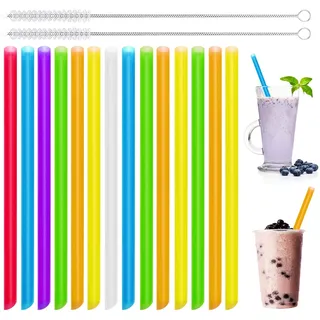 Addein 100 Stück große Strohhalme mit 2 Flaschenbürsten, Strohhalm, wiederverwendbar, extra großer Strohhalm, Bubble Tea Boba Smoothies