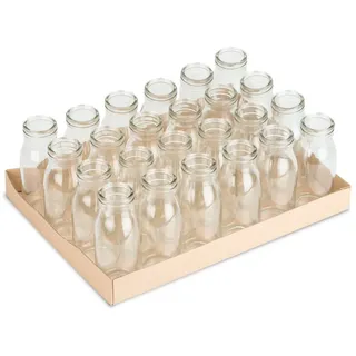 NaDeco Deko-Glasflaschen, 24 Stück, ca. 14x6cm, 250ml | Kleine Deko Vasen | Tischdeko Vasen | Glas Flaschen | Deko Flaschen | | kleine Flaschen | Tischdeko Vasen | Hochzeit Vasen