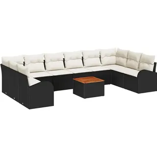 vidaXL Garten-Lounge-Set 11-tlg. schwarz/weiß