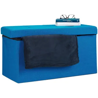 Relaxdays Sitzwürfel mit Stauraum 38 x 76 x 38 cm Blau