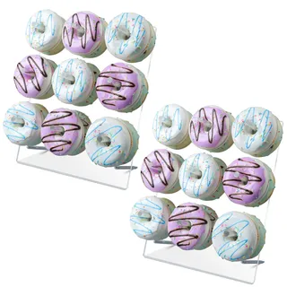 LoveDisplay Donut-Wand, Acryl-Donut-Ständer für Desserttisch, 30,5 x 25,4 cm, perfekt für Geburtstag, Hochzeit, Babyparty, Weihnachten, 2 Stück