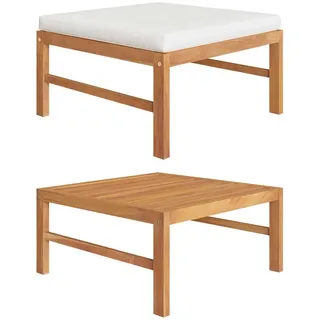 Fußhocker Mit Creme Kissen Massivholz Teak