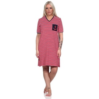 Normann Nachthemd »Maritimes kurzarm Frottee Damen Nachthemd Strandkleid mit Anker Motiv - 122 214 93 920« rot 48-50