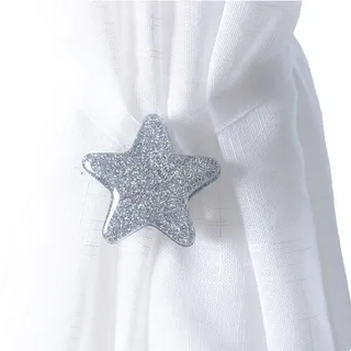 Molinter Vorhang Raffhalter Magnetisch Vorhangseil Clip Halter Sterne Holdbacks Gardinenklammern mit Starken Magnet für Heimtextilien 2 Stück (Silver, S/26cm)