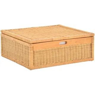 Großer Unterbett Schub aus Rattan 64x58x25cm / Unterbettkommode mit Deckel, Bett Kasten Korb Kleider Aufbewahrung Box (Honig)
