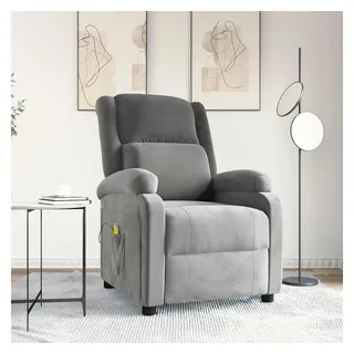 vidaXL Massagesessel Hellgrau Samt 56,3 x 53,2 x 76,8 cm Grau mit Fernbedienung