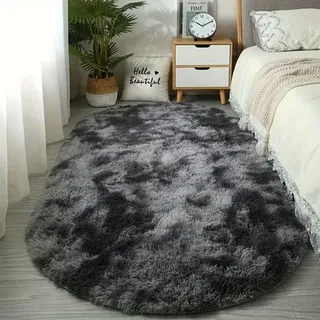 Lan Dunkelgrau 5050cm (seide Wolle) Seiden- Und Wollteppich, Schlafzimmerteppich, Fleckenabweisend, Leicht Zu Reinigen, Ovaler, Rutschfester Teppich Für Den Bettbereich.