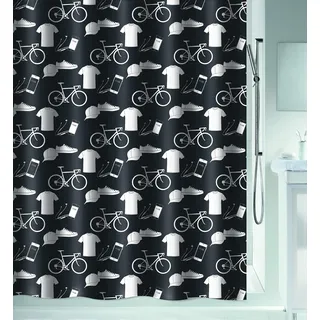 Spirella Duschvorhang Patchwork 180 x 180 cm schwarz