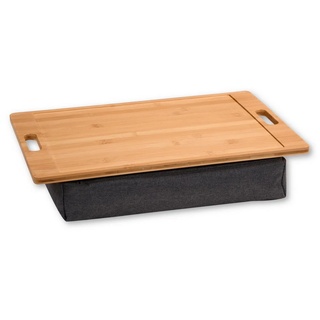 KESPER for kitchen & home Laptop Tablett Knietablett mit 2 Griffen Bambus Tablett Ablage, Maße (B x T x H): 41 x 31 x 8 cm braun|grau