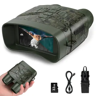 Nachtsichtgerät 4K, Relassy Nachtsicht Fernglas Anti-Schütteln 4000mAh Infrarot Nachtsichtgeräte 300m Reichweite, 5X Digitale Vergrößerung mit 32GB TF Karte für Camping Jagd Wandern Vogelbeobachtung