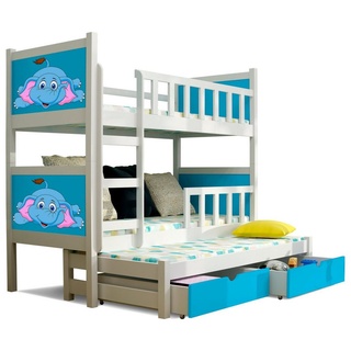 99rooms Kinderbett Zoo II (Kinderbett, Bett), 190x80 cm, mit Bettkasten, Kieferholz, mit Leiter und Rausfallschutz, Modern Design, für Kinder blau