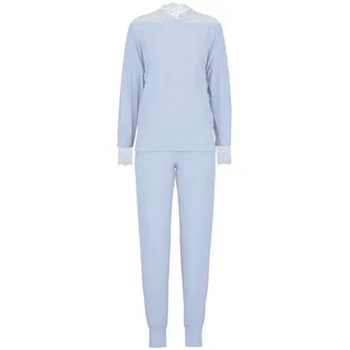 CALIDA Pyjama Elegant Dreams Damen (2 tlg) luftiger Schnitt, mit Spitzendetails, fließend und anschmiegsam blau M (44/46)