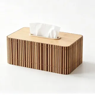 Bambus Taschentuchbox 23.5x11.5x8cm, Holz Aufbewahrungsbox mit abnehmbarem Boden, Natur