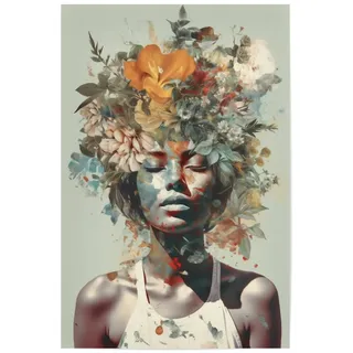artboxONE Poster 45x30 cm Natur Pop floral Portrait - Bild ago Art Print Blumen Frau gemälde blumenkopf