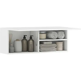 Homcom Badezimmerschrank Hängeschrank Wandschrank mit nach oben klappbarer Tür | Weiß