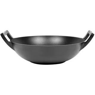 El Fuego® Wok aus Gusseisen, Grillwok, für Grill und Herd, Gasgrill, Wokpfanne