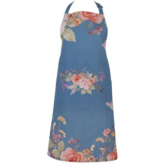 Clayre & Eef Küchenschürze Flowers Blue 70x85 cm Baumwolle Blau Blumen