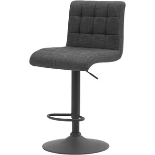Hela Tische, Barhocker Hochstuhl Erika, Bezug Webstoff Anthrazit, 360° drehbar, Lift Höhenverstellung, Trompetenfuß Schwarz, Oeko-Tex, H93-114cm