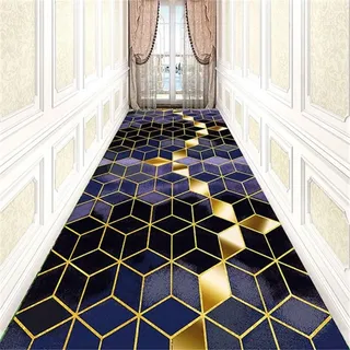 ZZUU Teppiche - Läufer Flur Teppich, Bettumrandung Modern Geometrische Karo, Rutschfest Robust Waschbar, für Wohnzimmer, Schlafzimmer, Esszimmer