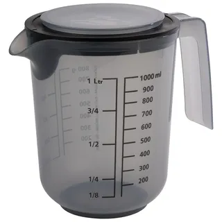 APS Rührbecher mit Deckel - Messbecher 1 Liter/Ø 12,5 cm, french grey