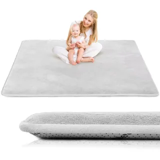 LEHOUR Krabbelmatte für Baby, 200×300×3CM Kinderteppich, rutschfest, Grau