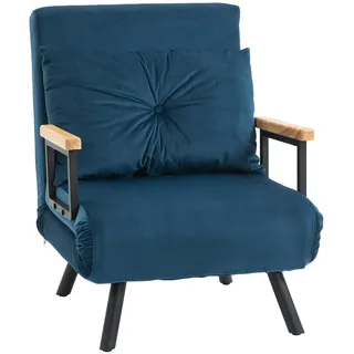 Homcom Schlafsessel mit Schlaffunktion Polyester 73 x 81 x 63 cm Blau mit Kissen