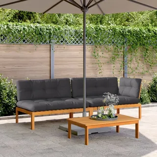 3-tlg. Garten-sofagarnitur Aus Paletten Mit Kissen Akazienholz