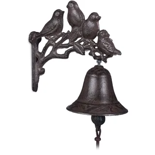Relaxdays Türglocke Gusseisen Vögel Braun