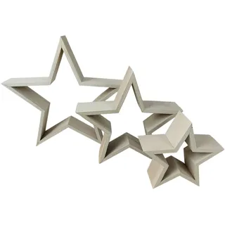 Holzstern Deko Set 3 Stück Natur oder Weiß Weihnachtsdekoration 30 cm 22 cm 17 cm (weiss)