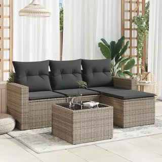 Festnight Gartenlounge Balkon Lounge mit Stauraum Rattan Sofa Balkon Garten Lounge Sofa Outdoor Ecklounge Sitzecke Balkon Klein Loungemöbel Gartensofa Ecksofa Balkonmöbel Rattansofa Couch