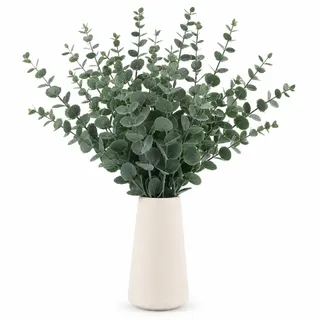 Hoiny Eukalyptus Zweige Künstlich Deko,Mini Eukalyptusblätter,30 Stück,Grün | Natürliche Realistische Optik, Pflegeleichtes Kunststoff Material, 38 cm lang, für Hochzeit Party Garten Tischdeko