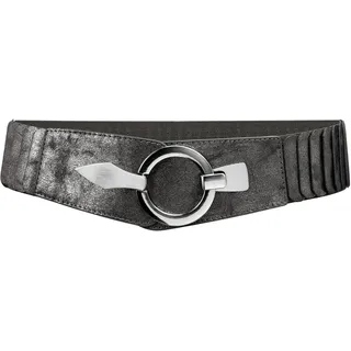 Caspar Taillengürtel GU300 Damen elastischer breiter Stretch Gürtel silberfarben 98 für Körperumfang 110-125 cm