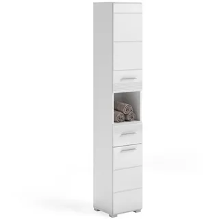 Newroom Hochschrank Weiß Hochglanz 182 cm Schrank Weiß Hochglanz Modern Badschrank Hochschrank Bad weiß