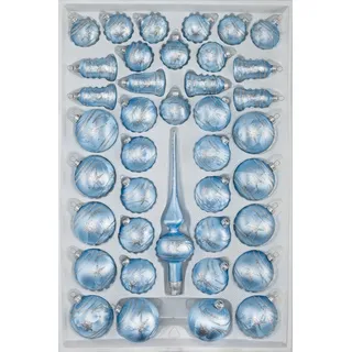 39 TLG. Glas-Weihnachtskugeln Set in Ice Blau Silber Komet- Christbaumkugeln Set - Weihnachtsschmuck-Christbaumschmuck