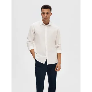 Leinenhemd SELECTED HOMME "NEW-LINEN SHIRT" Gr. L, N-Gr, weiß (white) Herren Hemden Langarm unifarben