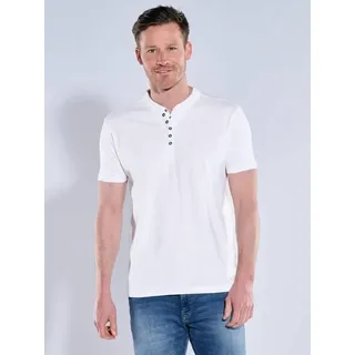 engbers Herren Henley-Shirt uni Weiß regular Knopfleiste - 4XL