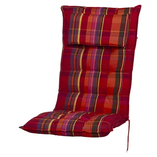 Auflage Hochlehner Sylt 10532-310 rot-orange kariert 118x49x8 cm Sun Garden