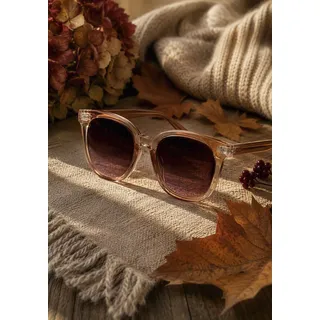 LAURA SCOTT Sonnenbrille LAURA SCOTT, Damen, rosa (apricot), transparent, Sonnenbrillen Sonnenbrille, mit transparentem Rahmen & goldfarbendem Detail - NEW